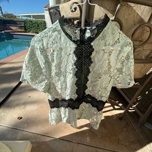 Beautiful Mint green and black lace top Zara!